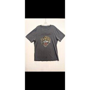 Vintage Y2K Ed Hardy Shirt Tiger Face Small Christian Audigier Thin Burnout